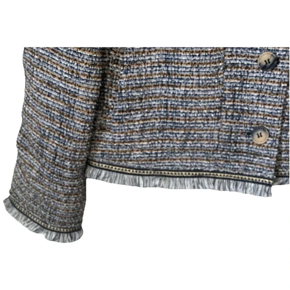 Liverpool Multicolor Tweed Fringe Button Jacket Women’s Size S Lined
